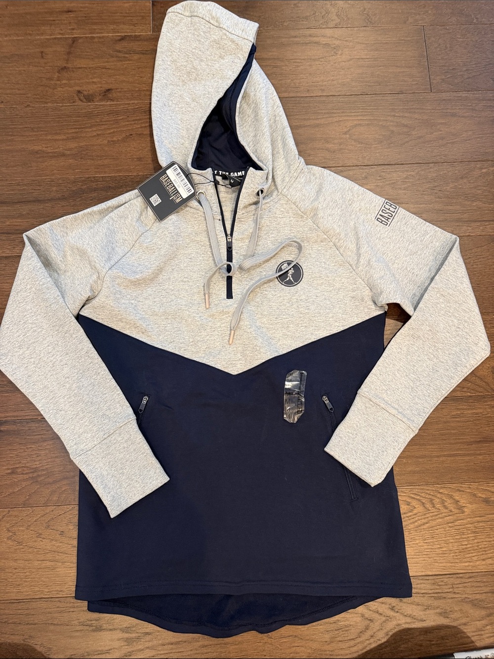 Baseballism 3/4 Zip Women’s Hoodie Navy/Grey Size Medium NWT - C76